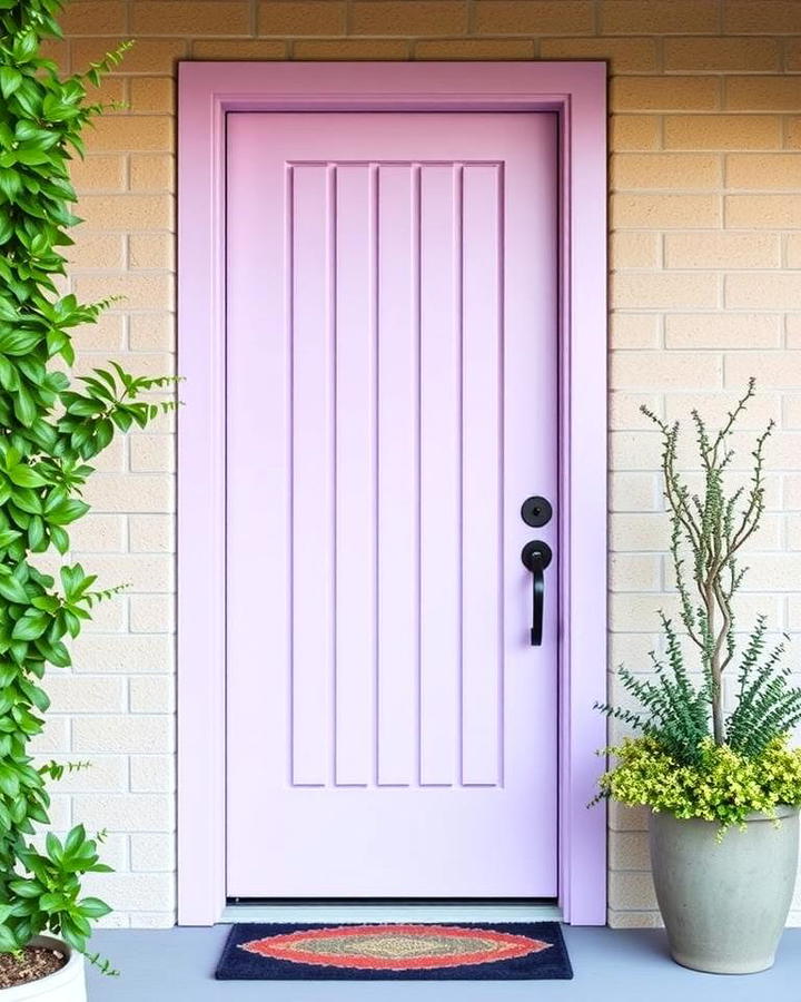 Lavender Door with Vertical Paneling