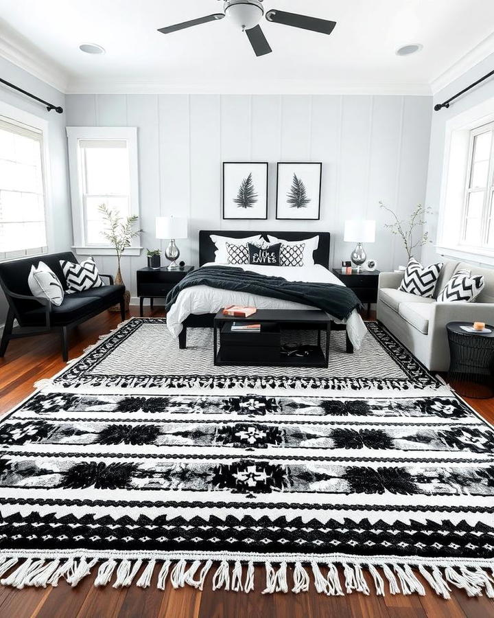 Layered Black and White Rugs