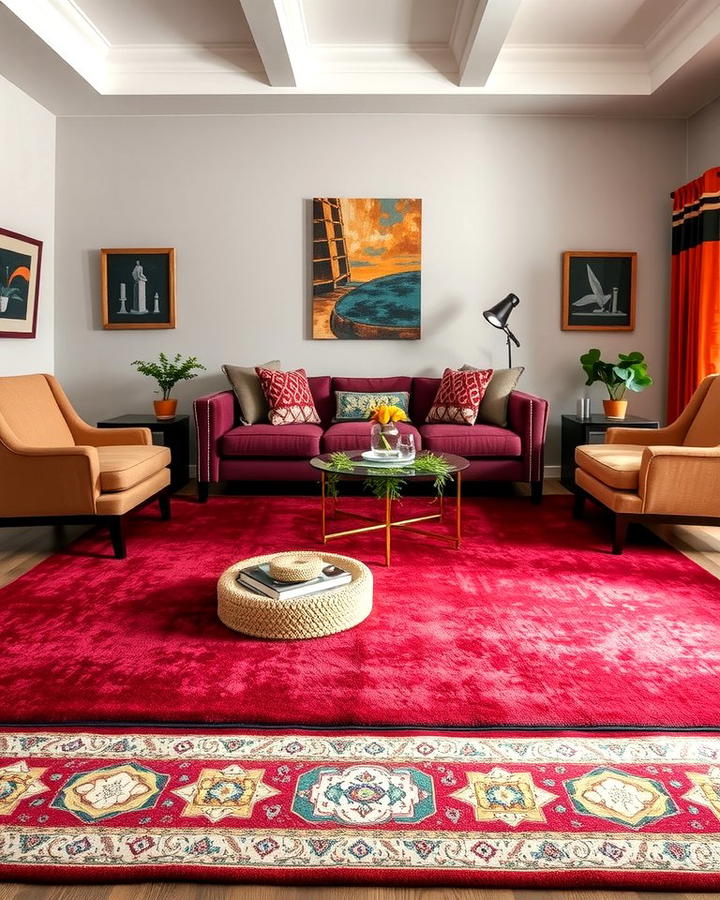 Layered Burgundy Rugs