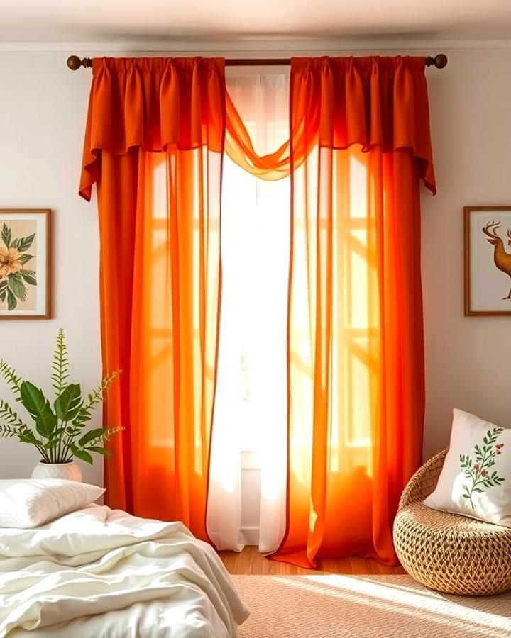 Layered Burnt Orange Curtains