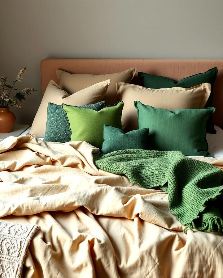 Layered Green and Brown Bedding