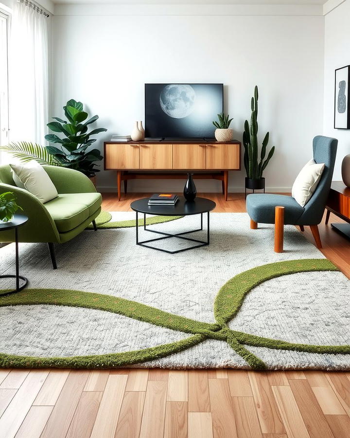 Layered Green and Grey Rugs