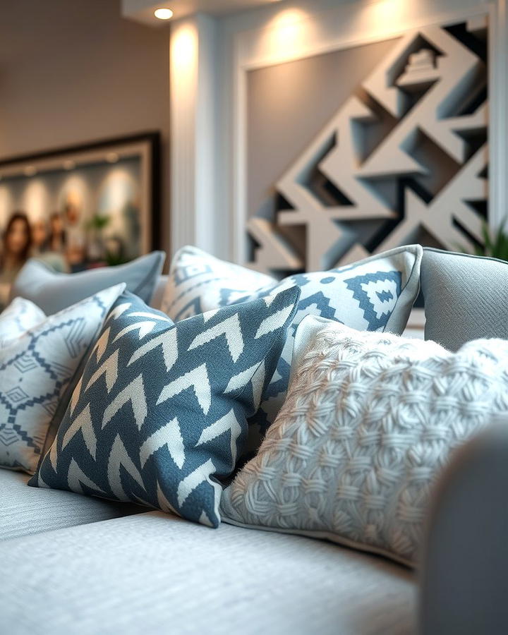 Layered Grey and White Throw Pillows