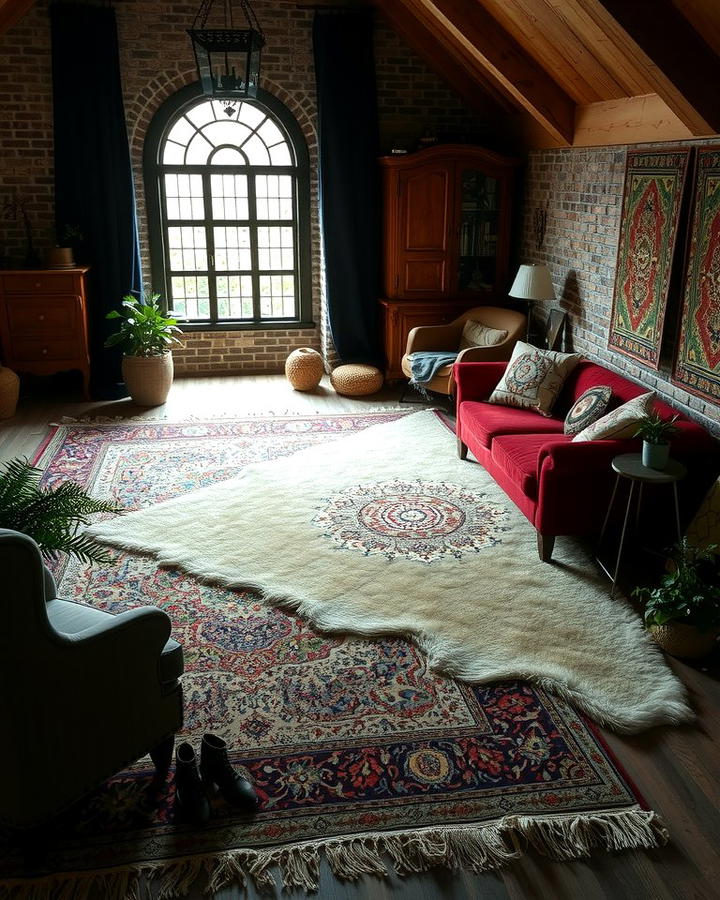 Layered Rugs for a Cozy Gothic Vibe