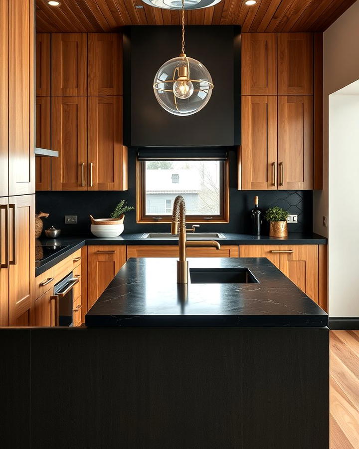 Leathered Black Countertops for a Textured Appeal