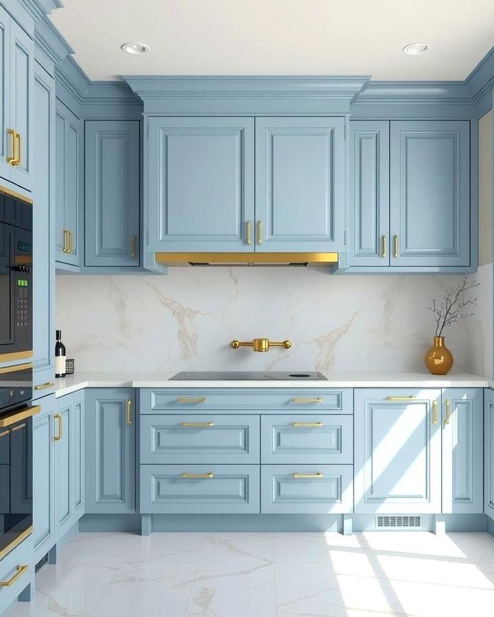 Light Blue Cabinets with Gold Accents 2