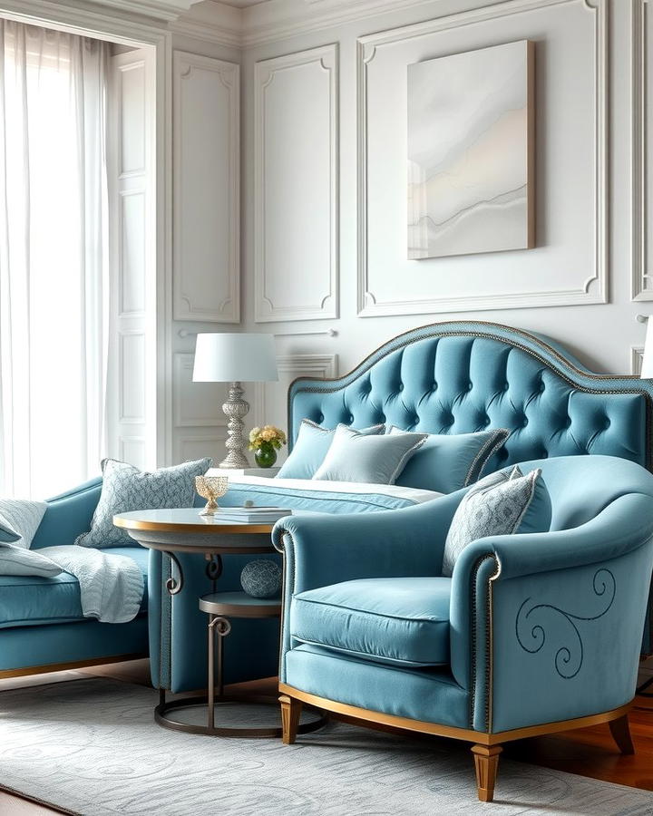 Light Blue Velvet Upholstery