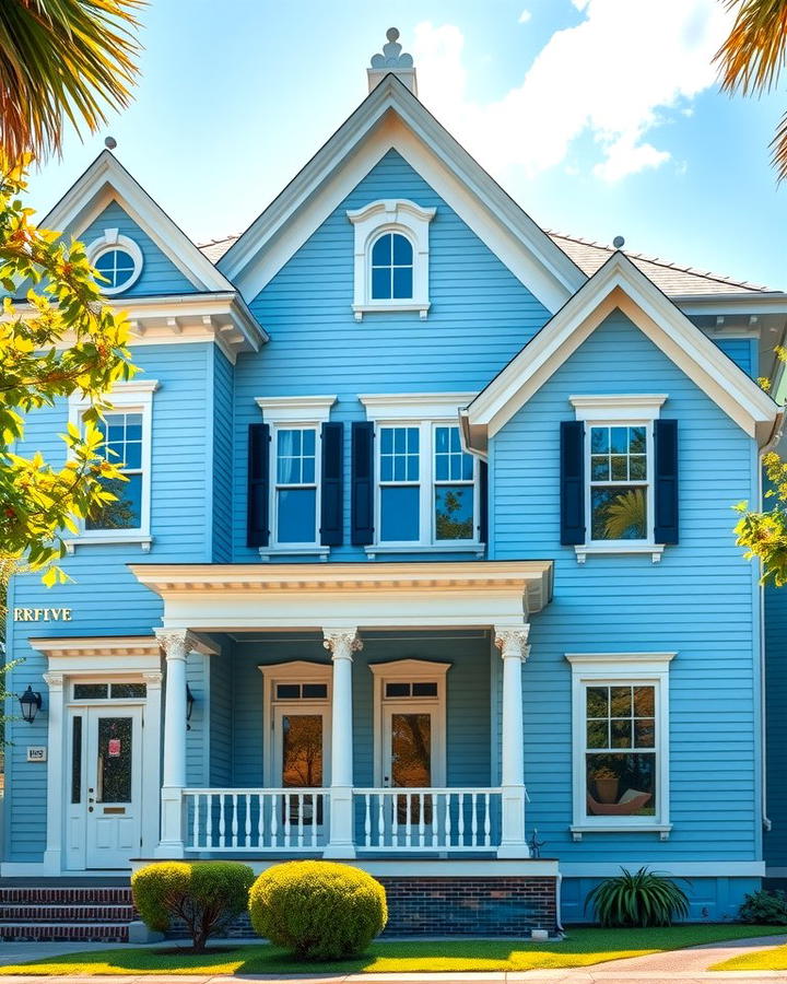 Light Blue with Bold White Gables