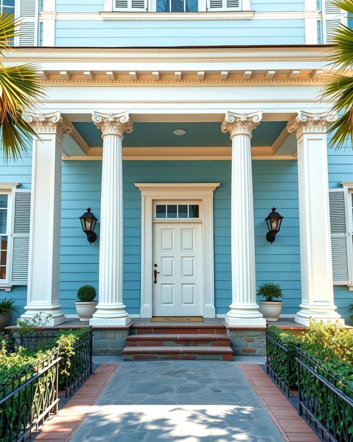 Light Blue with Decorative White Columns