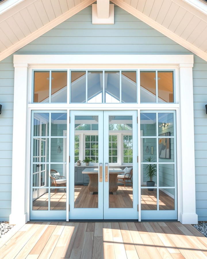 Light Blue with Glass Paneled Doors