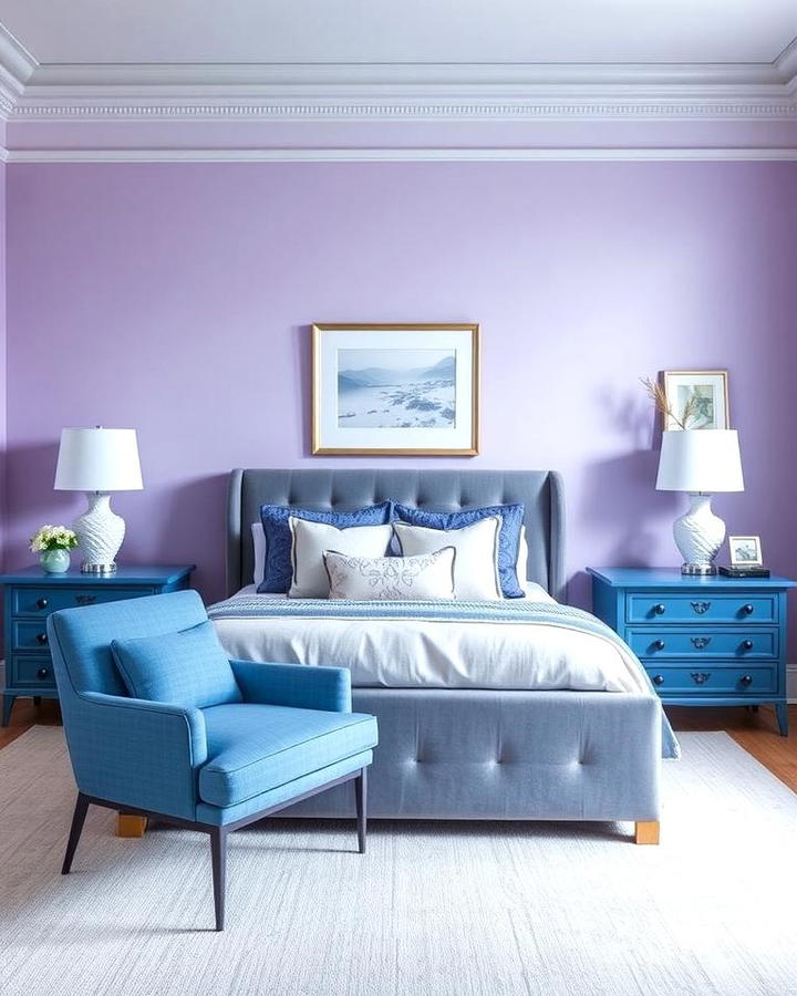 Light Purple Walls with Blue Furniture