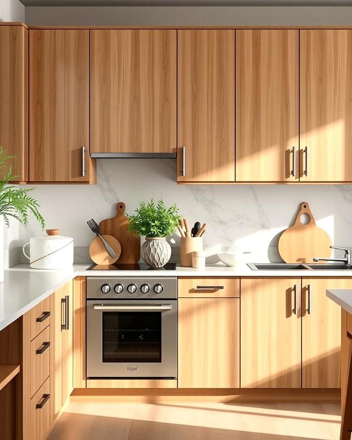 Light Walnut Cabinets for a Natural Touch