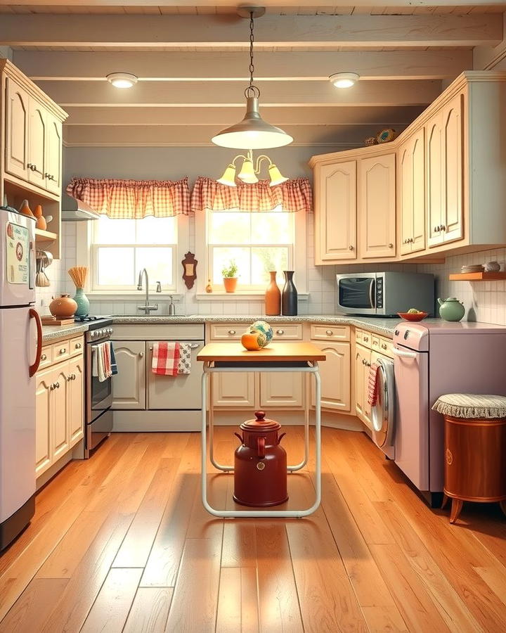 Light Wood Floors in a Vintage Inspired Kitchen