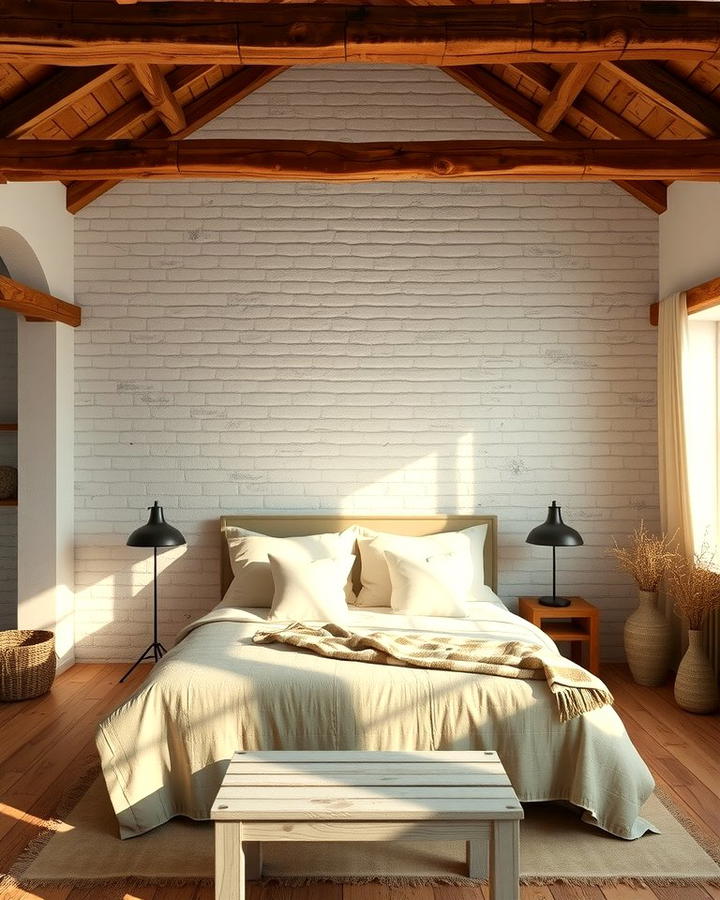 Limewash with Exposed Wooden Beams