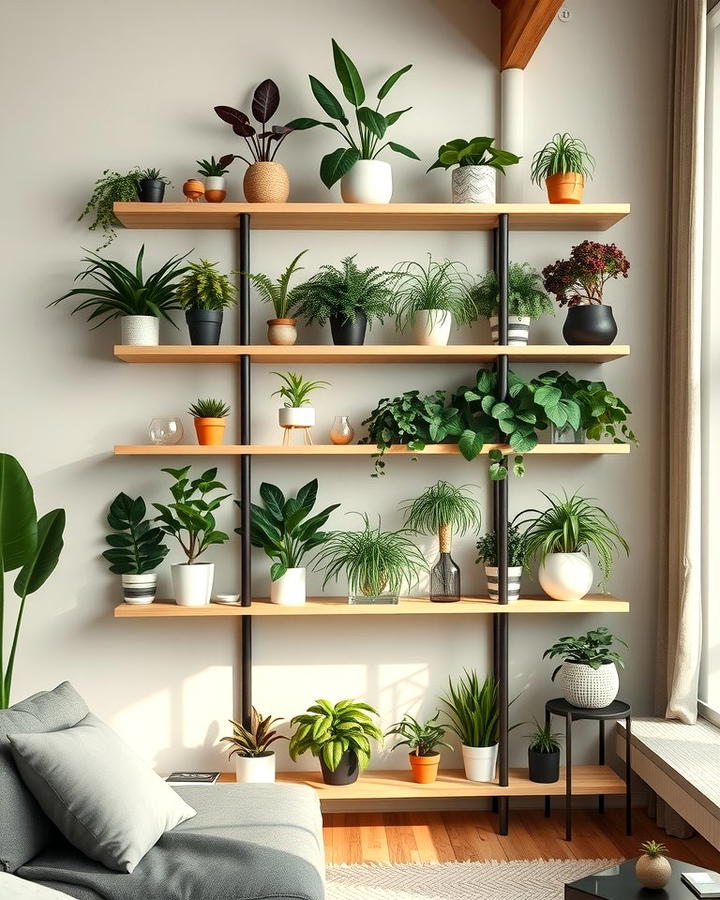 Living Room Plant Shelves for Organization