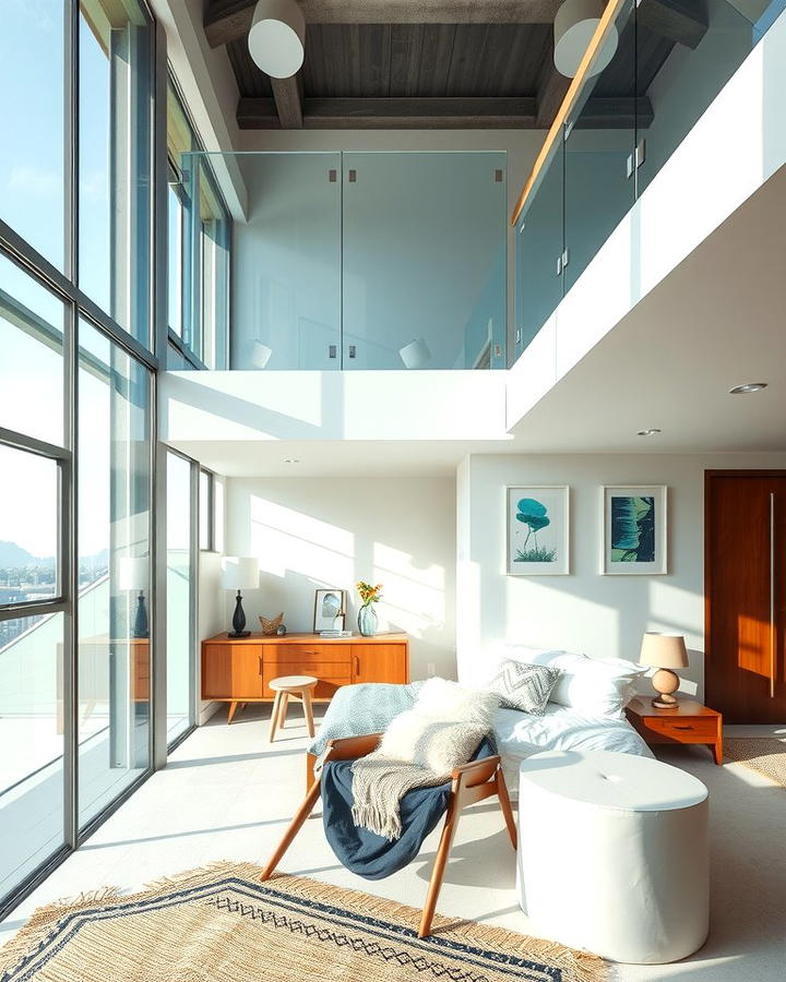 Loft Bedroom with Glass Walls