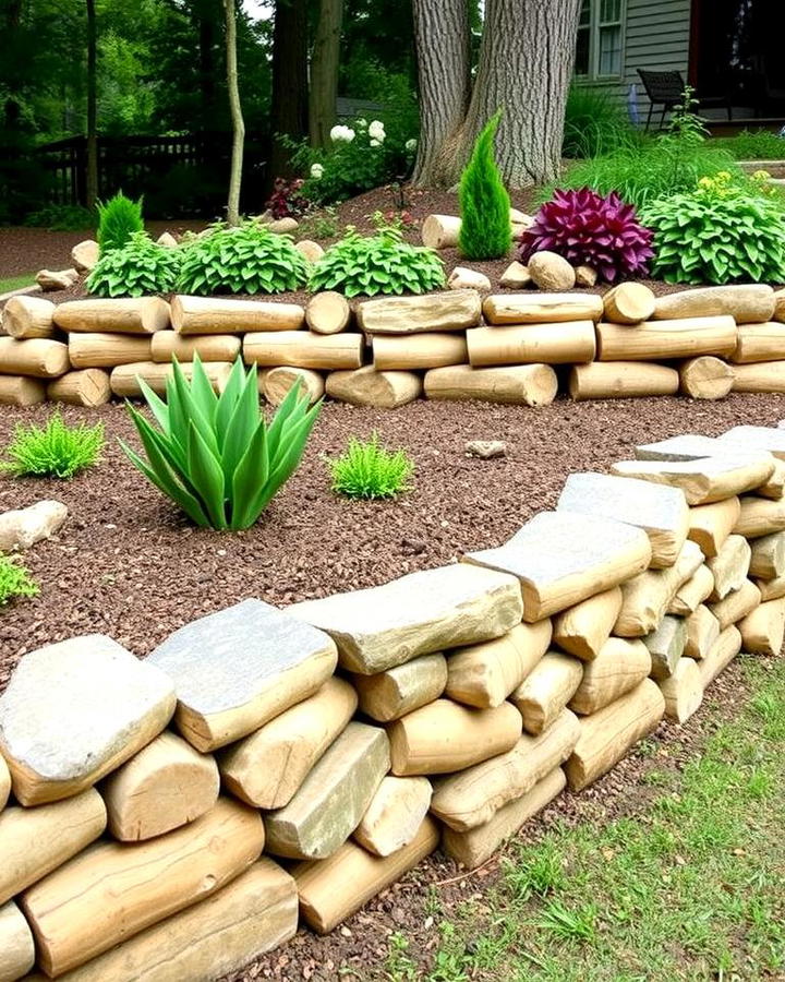 Log Cabin Style Retaining Walls