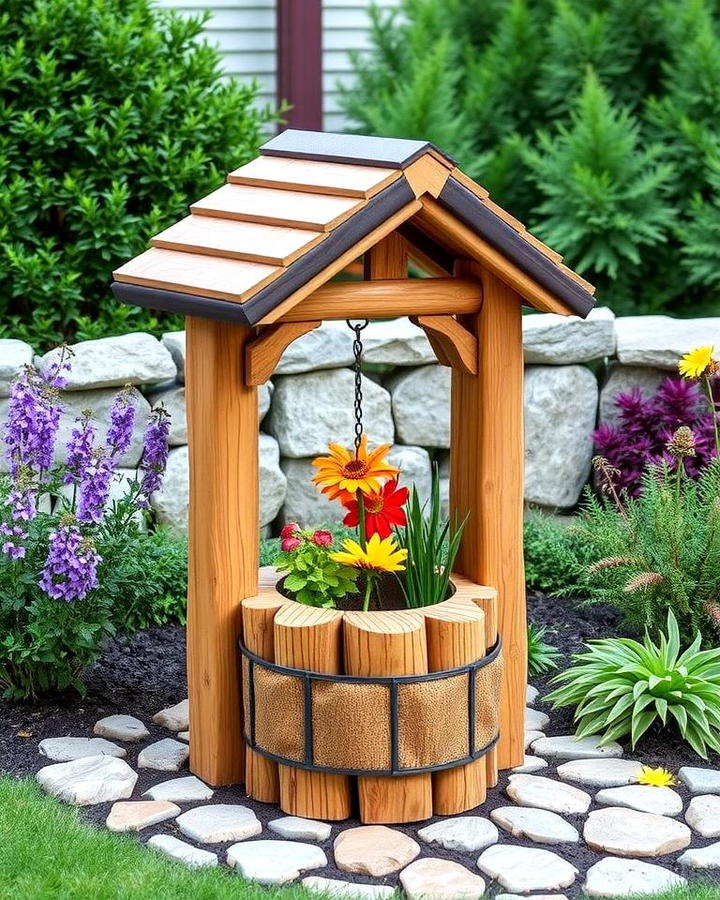 Log Cabin Style Wishing Well