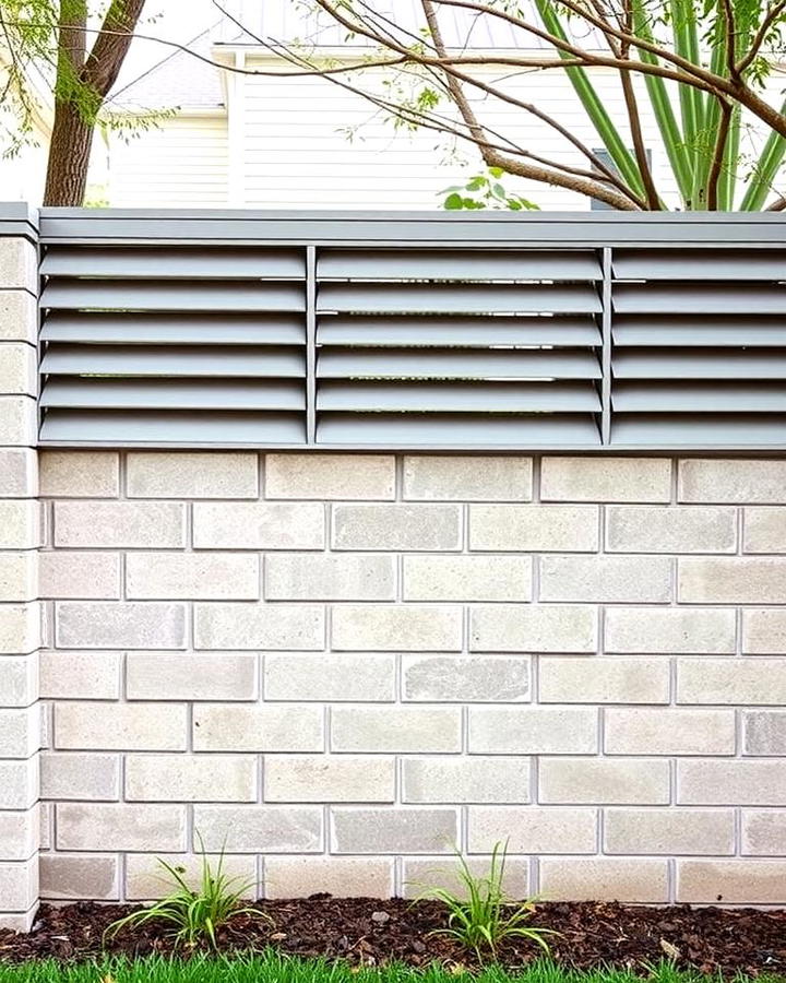 Louvered Concrete Block Fence