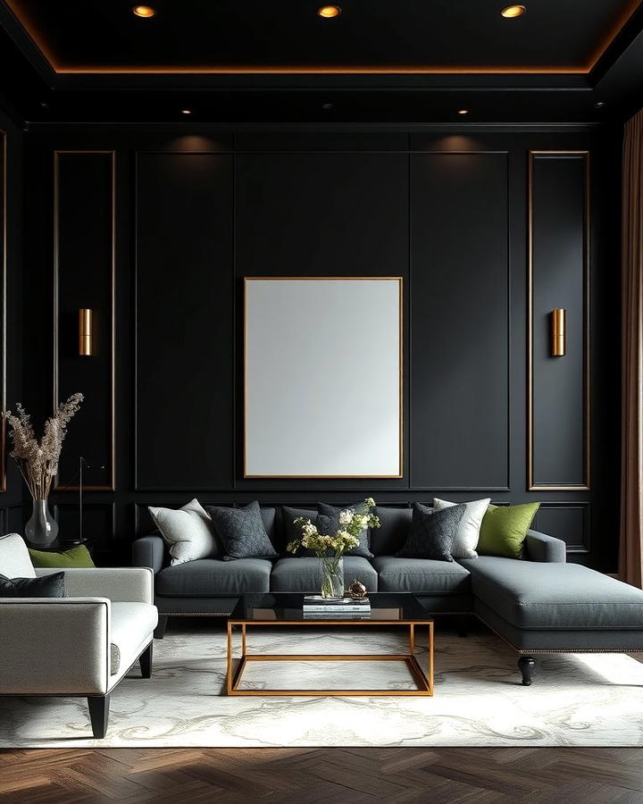 Luxurious Black and Gold Accent Wall