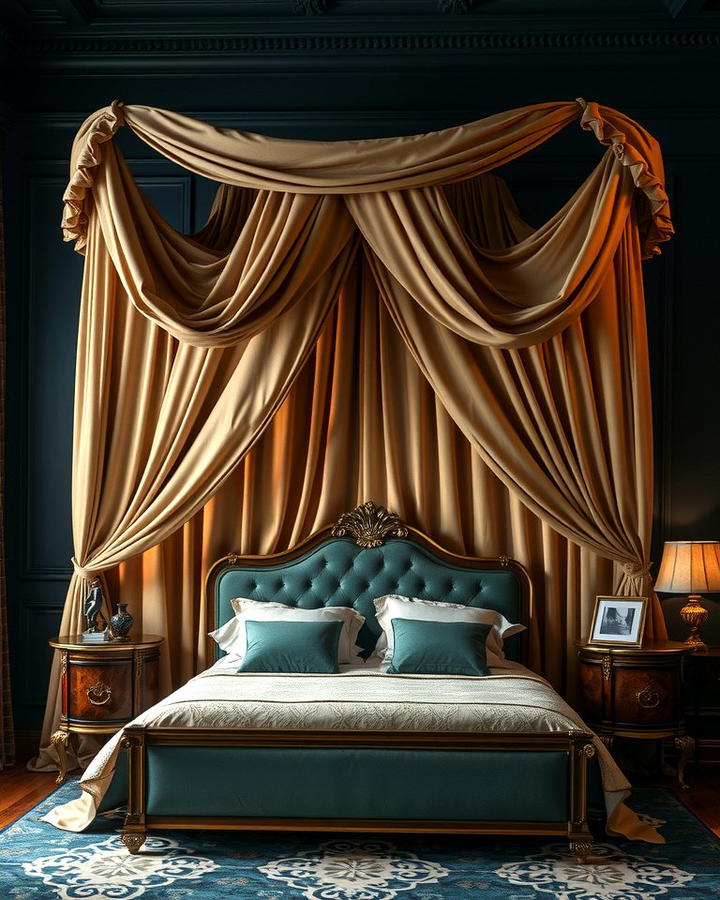 Luxurious Draped Canopy Bed