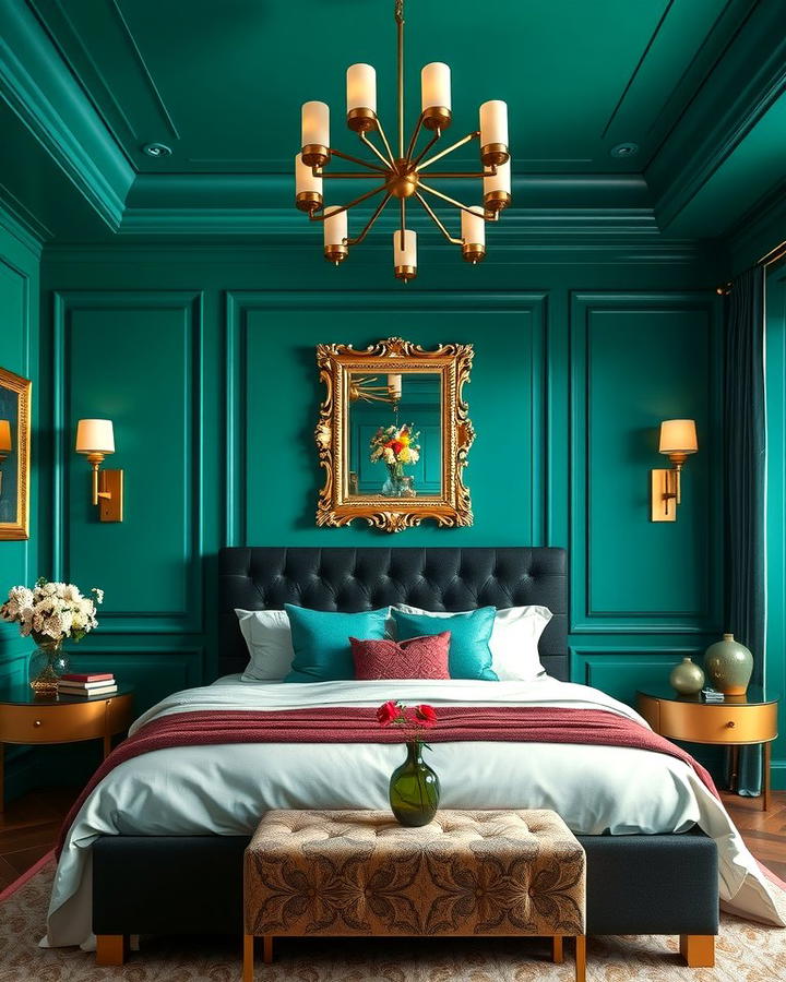 Luxurious Emerald Green Accent Wall