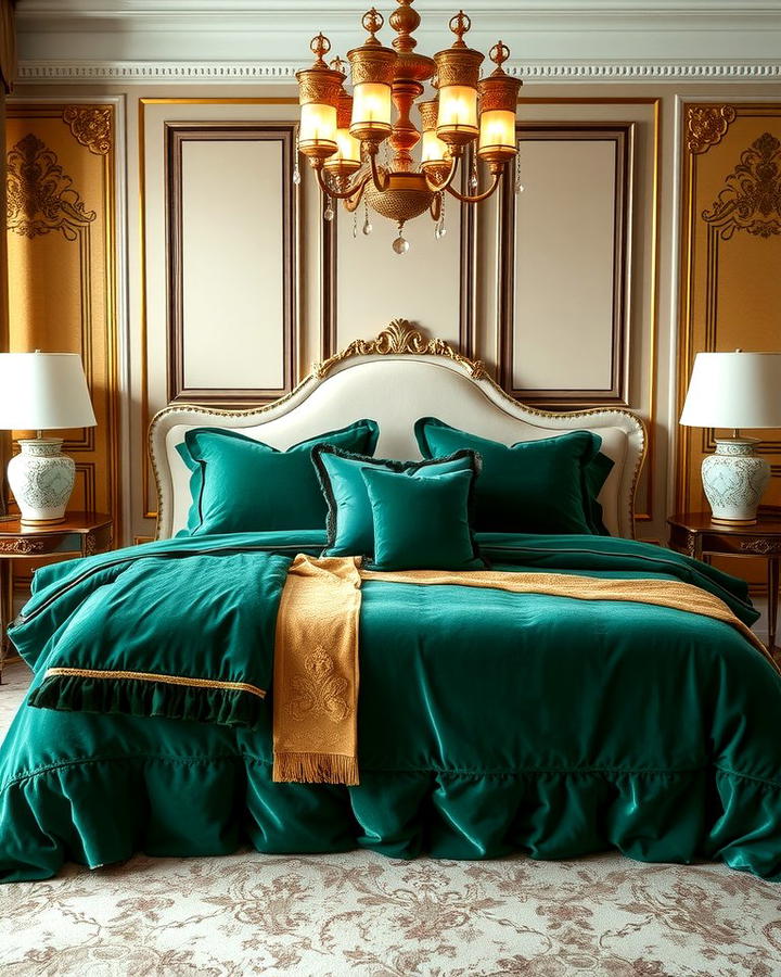 Luxurious Emerald Green Velvet Bedding