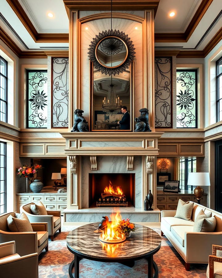 Luxurious Grand Fireplace Centerpiece