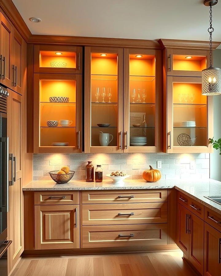 Maple Cabinets with Glass Inserts