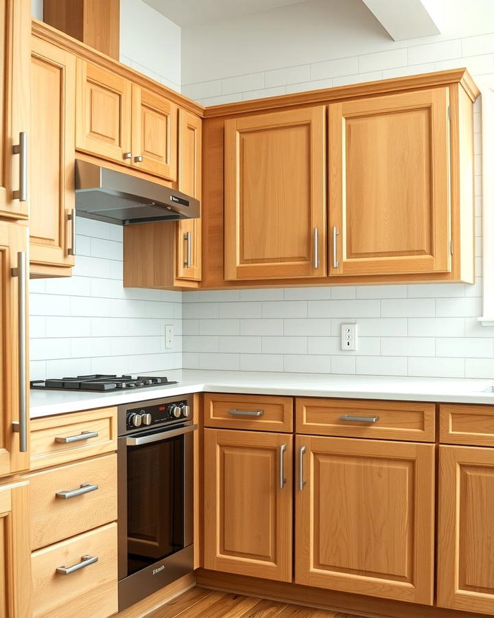 Maple Cabinets with Subway Tile Backsplash