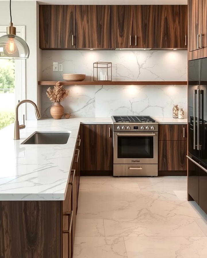 Marble Countertops with Brown Veins