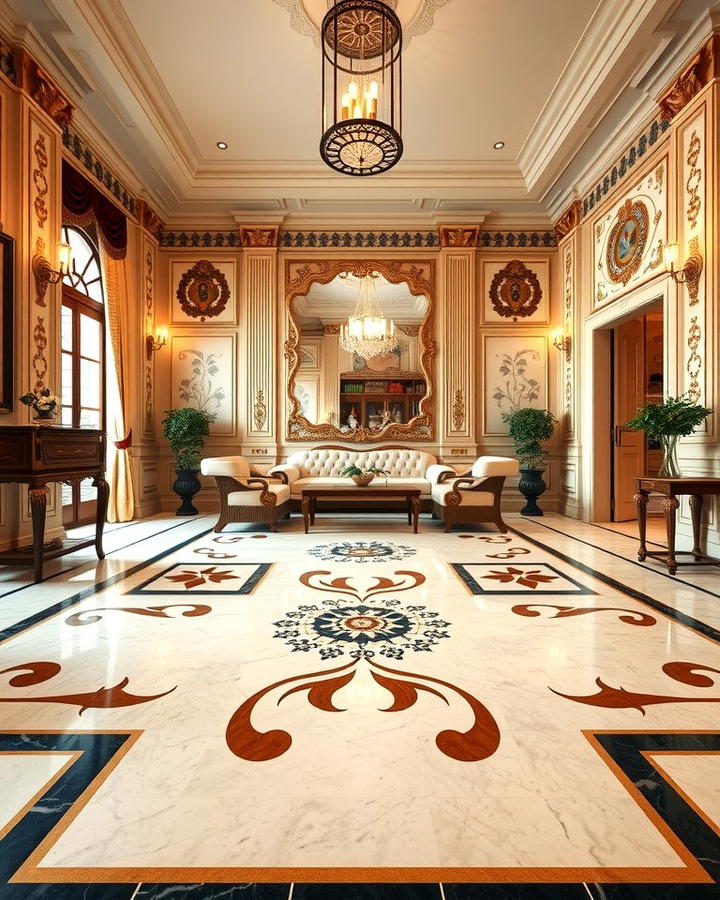 Marble Flooring with Inlaid Borders