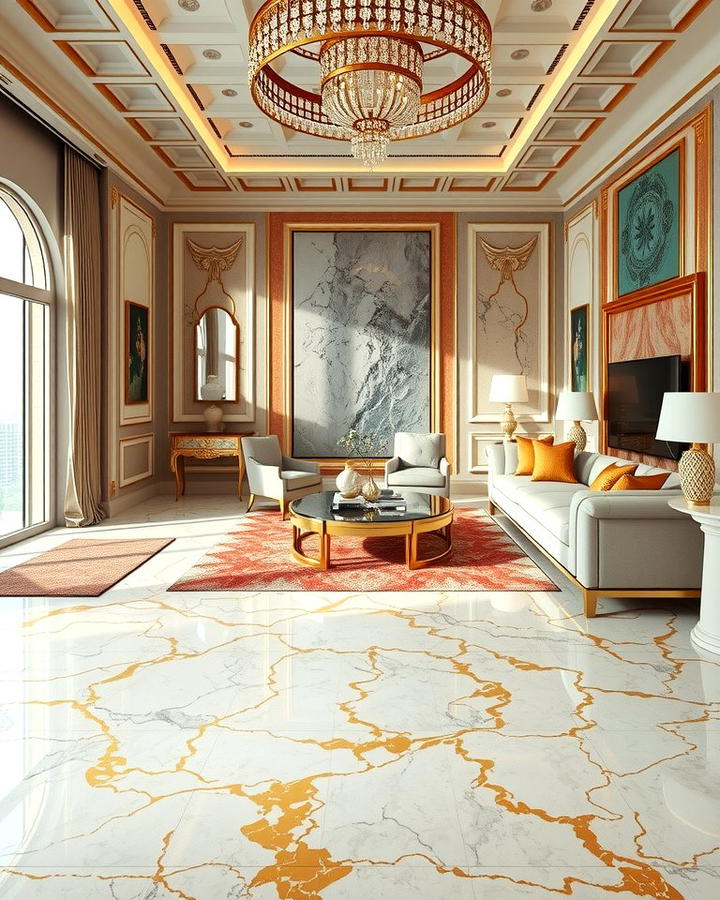 Marble Floors with Gold Veining