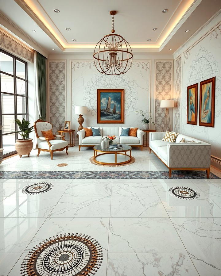 Marble Floors with Mosaic Accents