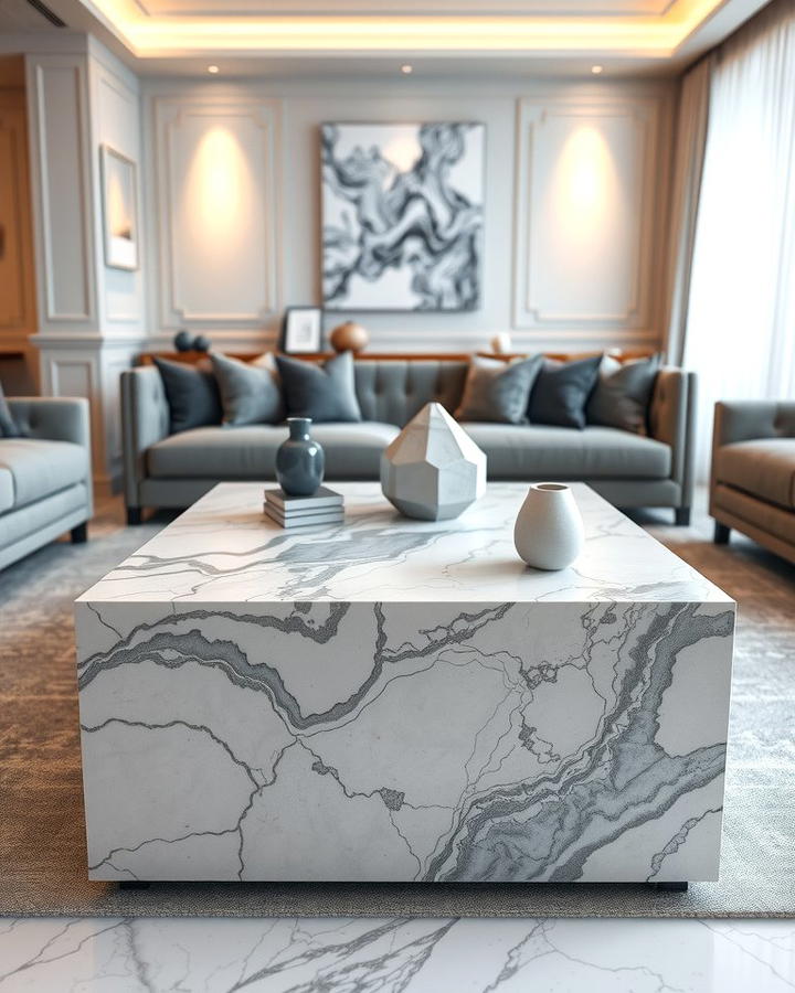 Marble Inspired Grey and White Coffee Table