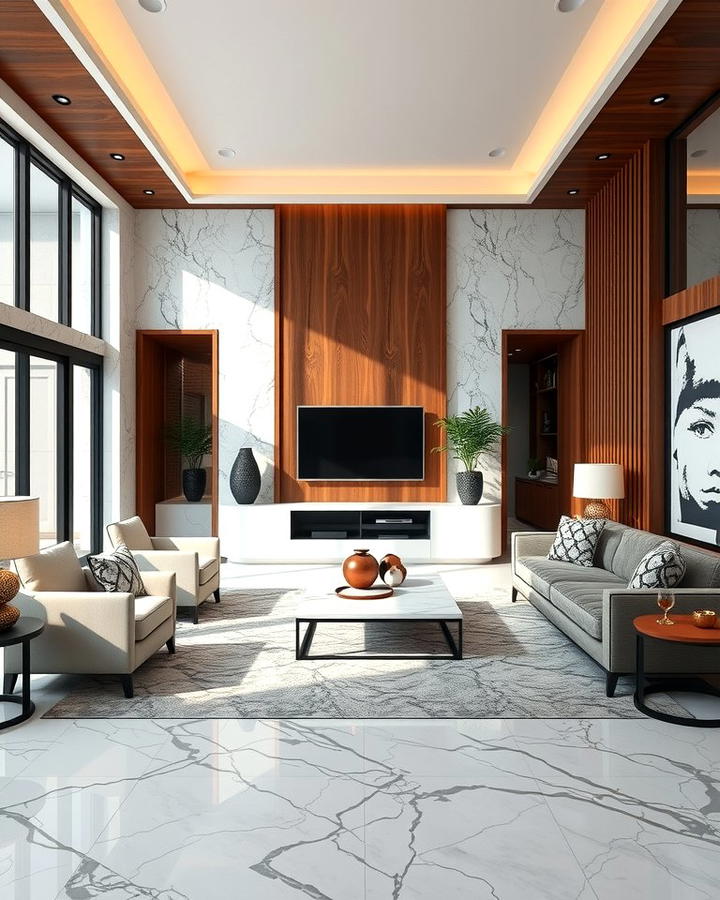 Marble with Wood Accents