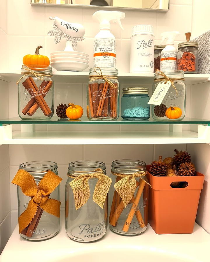 Mason Jar Storage with Fall Flair