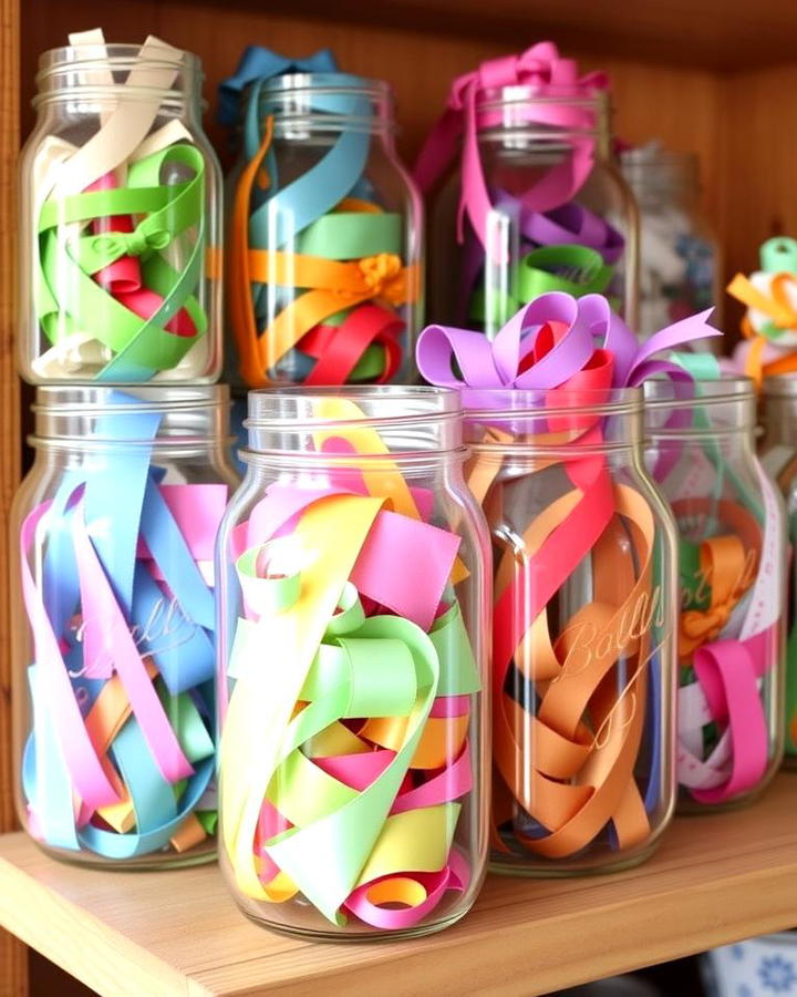 Mason Jars for Ribbon Scraps