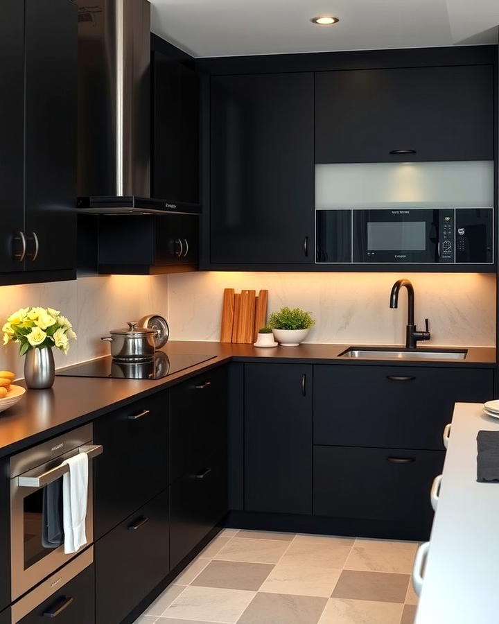 Matte Black Cabinets for a Sleek Look