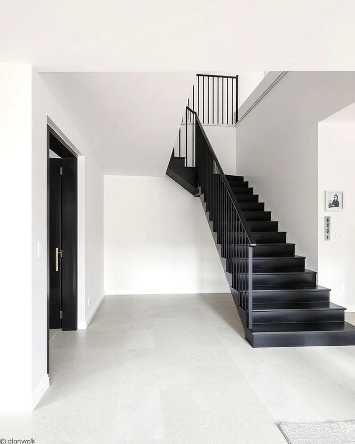 Matte Black Minimalist Staircase