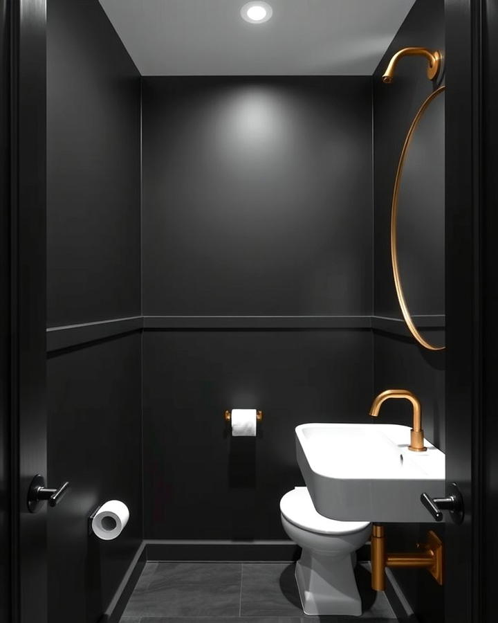 Matte Black Walls with Contrasting Fixtures