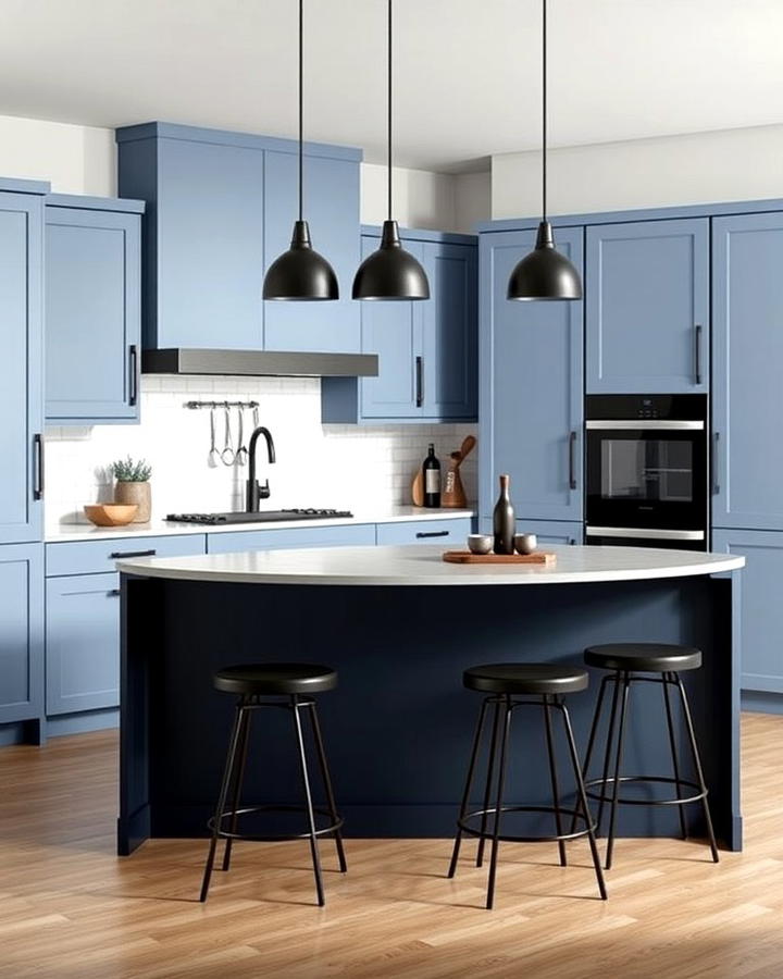 Matte Blue Island with Black Hardware