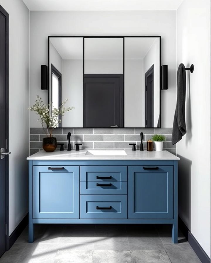 Matte Blue Vanity for a Modern Touch