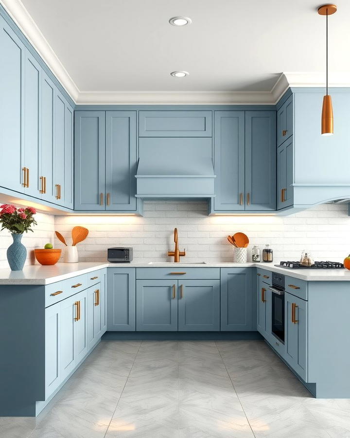 Matte Finish Light Blue Cabinets