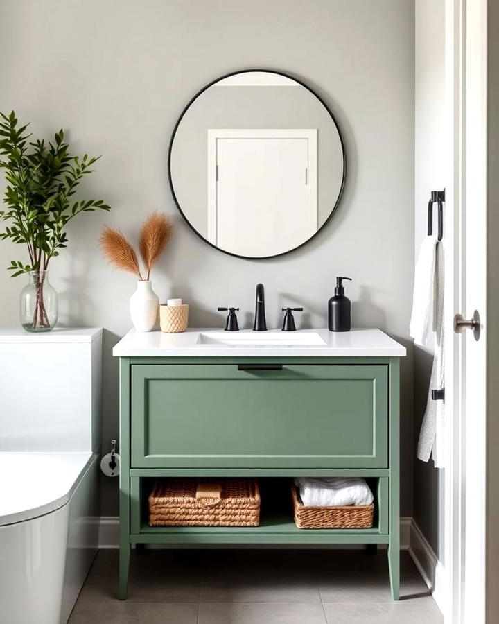 Matte Green Vanity for a Subtle Statement