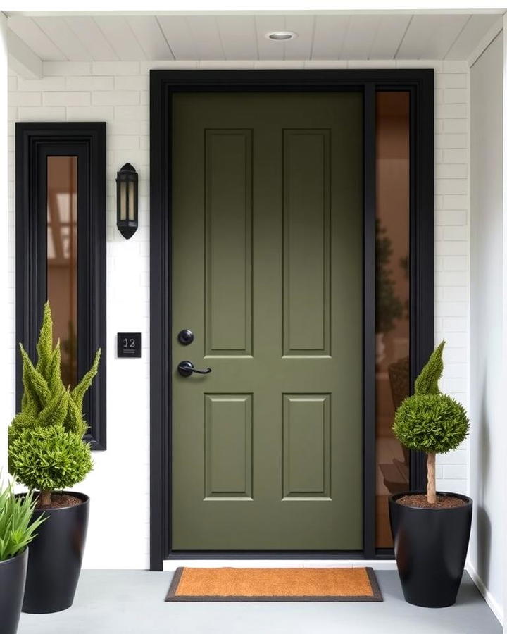 Matte Olive Green Door with Black Trims