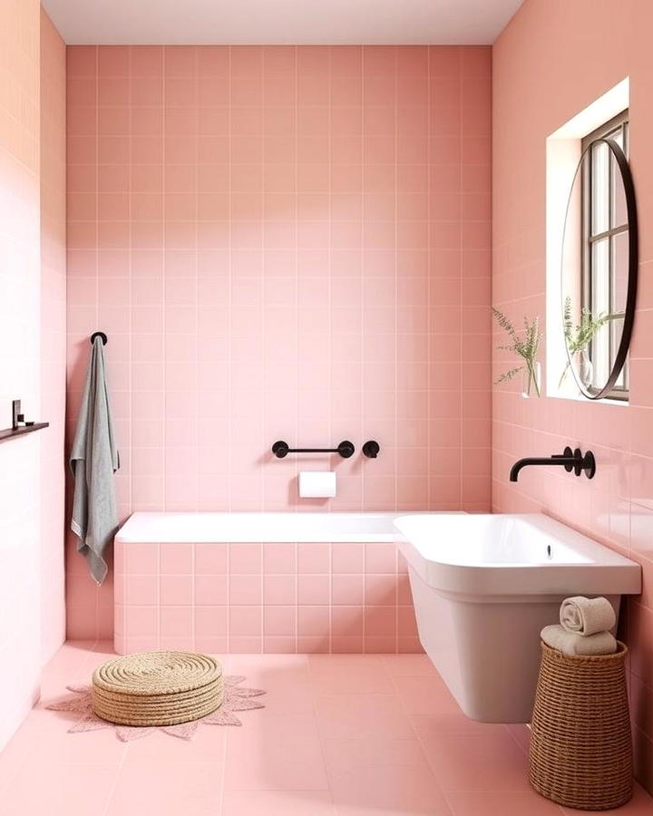 Matte Pink Tiles for a Minimalist Touch