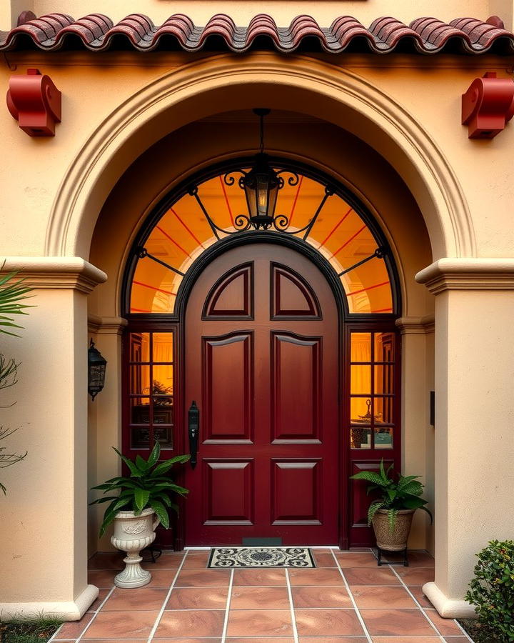 Mediterranean Flair with Dark Red and Arched Design