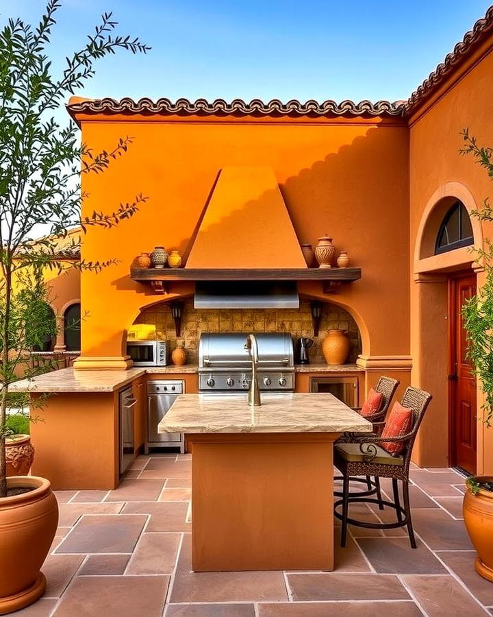 Mediterranean Inspired Stucco Kitchen