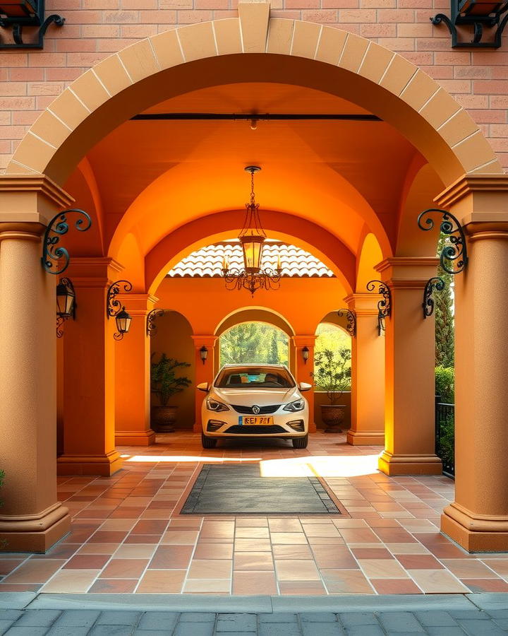 Mediterranean Style Car Porch